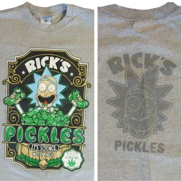 Y2K SHAKA Wear Custom Grey Rick & Morty Adult Novelty Print Tee Men's 2XL - Picture 3 of 14
